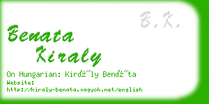 benata kiraly business card